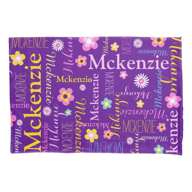 Funda De Cojín Nombre McKenzie amarillo azul púrpura amarillo (Anverso)