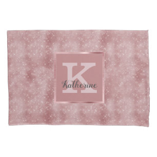 Funda De Cojín Nombre monograma de espárragos rosados de Rosa on