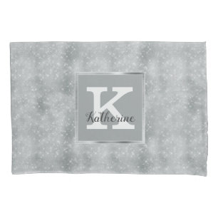 Funda De Cojín Nombre Monograma de espuma de diamante de plata gi