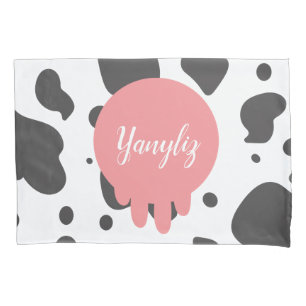 Funda De Cojín Nombre Monogramado de Impresión de Vaca Genial