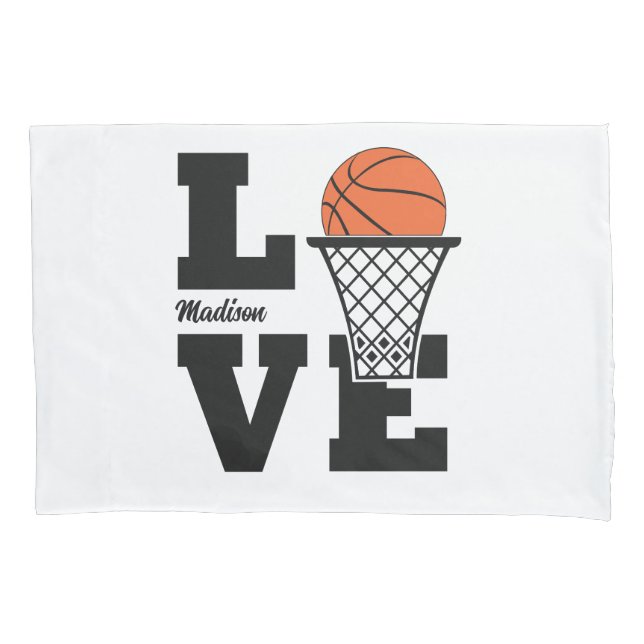 Funda De Cojín Nombre Personalizado Amor Baloncesto (Anverso)