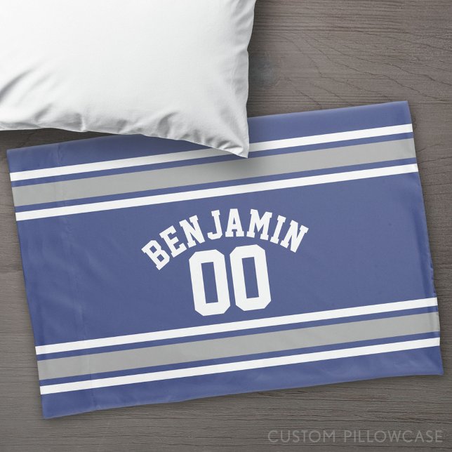 Funda De Cojín Nombre personalizado de Jersey para Deportes Azule (Custom Pillowcase)