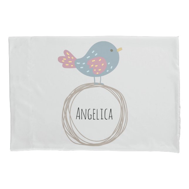 Funda De Cojín Nombre personalizado de pájaro (Anverso)