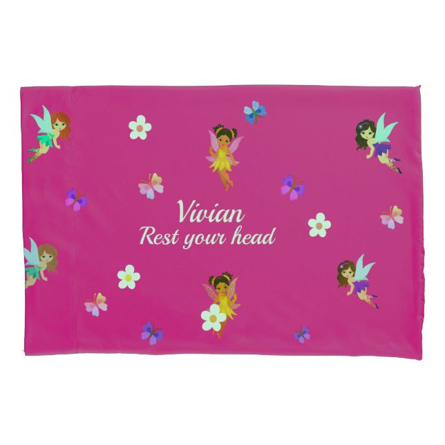 Funda De Cojín Nombre personalizado Fairies Pillowcase (Anverso)