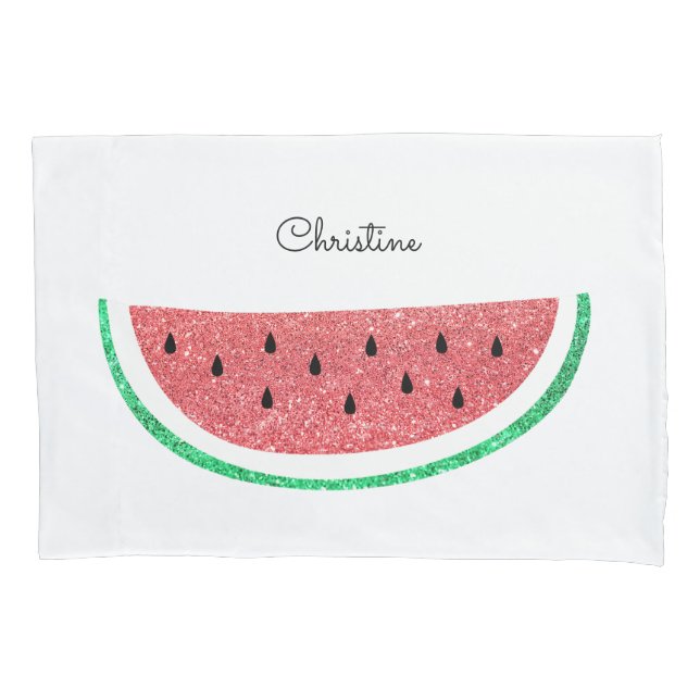 Funda De Cojín nombre personalizado faux purpurina watermelon (Anverso)