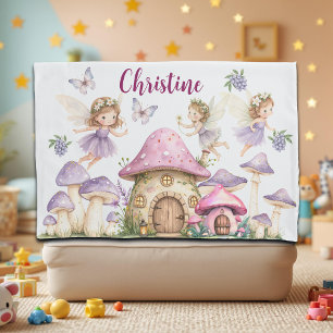 Funda De Cojín Nombre personalizado Magic Fairies Pink Mushrooms