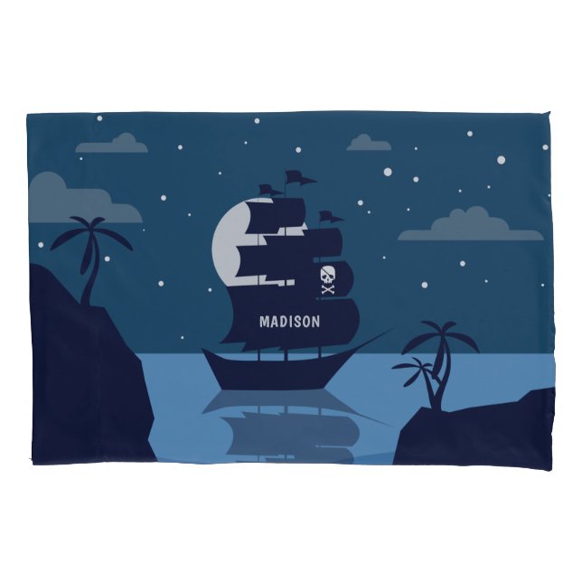 Funda De Cojín Nombre personalizado Pirate Ship pillowcase (Anverso)
