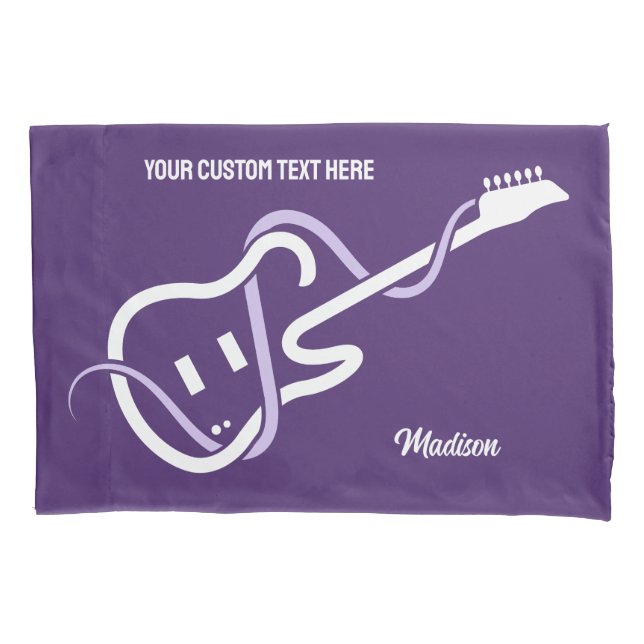 Funda De Cojín Nombre personalizado y guitarra con estilo de text (Anverso)