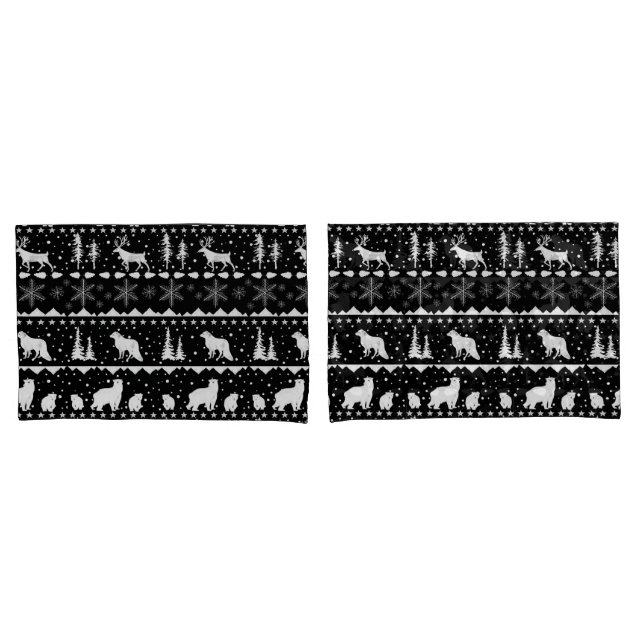 Funda De Cojín Nórdico Sweater White Winter Animals Black (Anverso - Set)