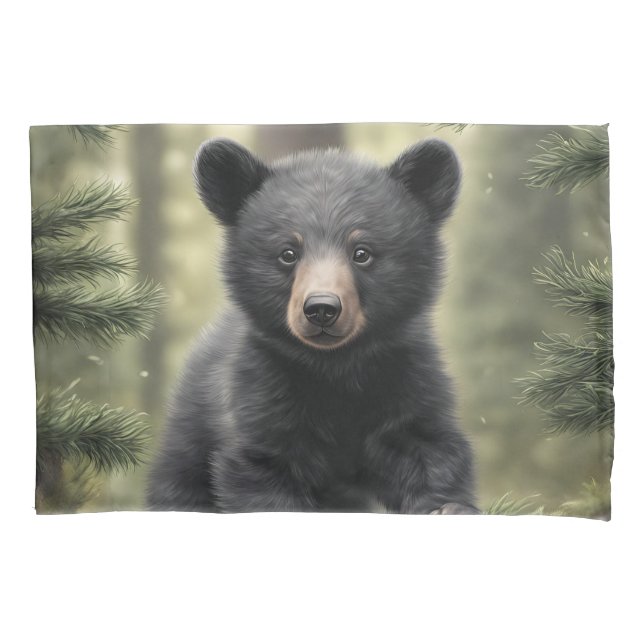 Funda De Cojín North Woods Pequeño Oso Negro (Anverso)