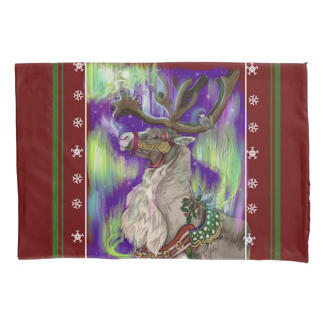Funda De Cojín Norther Wonders Navidades de renos Pillowcase (Anverso)