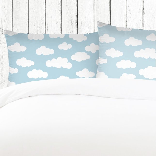 Funda De Cojín Nubes Pastel Bebé Estético Azul Y Blanco (Subido por el creador)