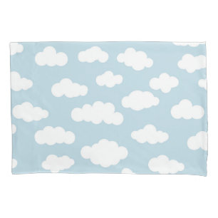 Funda De Cojín Nubes Pastel Bebé Estético Azul Y Blanco