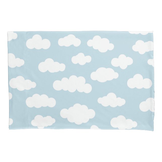Funda De Cojín Nubes Pastel Bebé Estético Azul Y Blanco (Anverso)