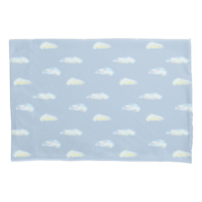 Funda De Cojín Nubes pasteles en azul claro (Anverso)