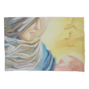 Funda De Cojín Nuestra Señora del Silencio agarrando al bebé Jesú