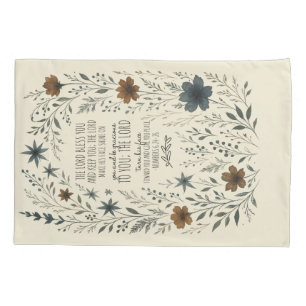 Funda De Cojín Numbers 6:24–26 Bendición Sacerdotal Floral Vintag