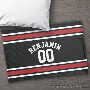 Funda De Cojín Número de nombre personalizado de Black and Red Sp