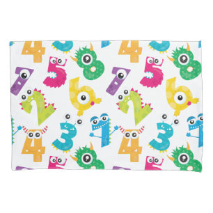 Funda De Cojín Números de Monstruo Patrón Lunares Amarillo Blanco