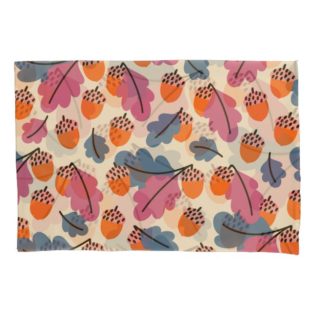 Funda De Cojín Oak otoñal: Patrón de hojas y maíz (Anverso)