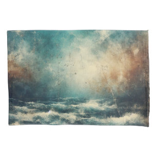 Funda De Cojín Océano Azul Tempestuoso Fotografía Antigua