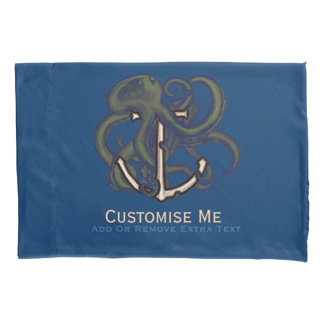 Funda De Cojín Octopus de vapor sobre ancla (Anverso)