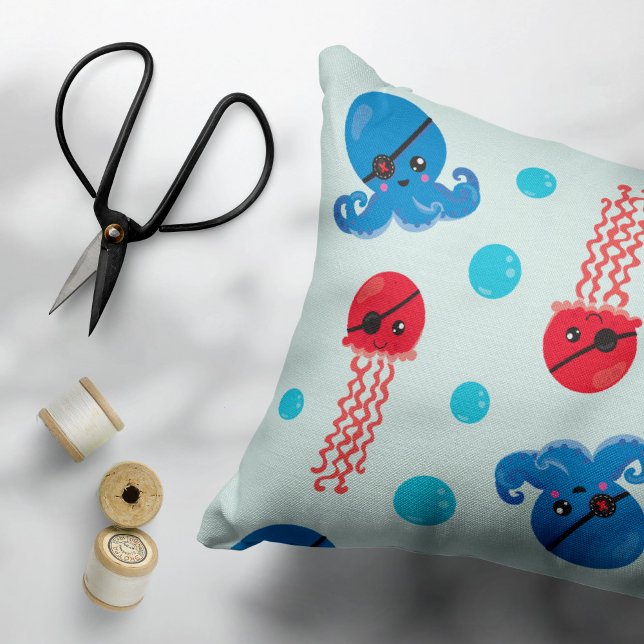 Funda De Cojín Octopus pirata, medusas piratas, animales marinos (Subido por el creador)