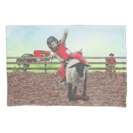 Funda De Cojín Oeste de Rodeo Cowgirl Mutton Busting