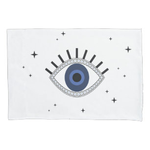 Funda De Cojín Ojo azul místico y estrellas, protección de ojos m