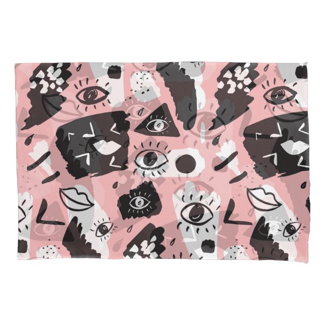 Funda De Cojín Ojos dibujados a mano: patrón de moda (Anverso)