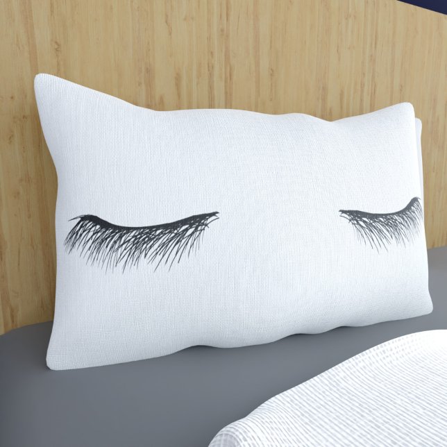 Funda De Cojín Ojos negros y blancos mientras duermen a rímel (Ssshhhh. Don't wake her up. A fun eyelash pillowcase just for you)