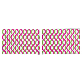 Funda De Cojín Olas en el patrón verde y fucsia