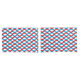 Funda De Cojín Olas entrelazadas en el patrón rojo y azul