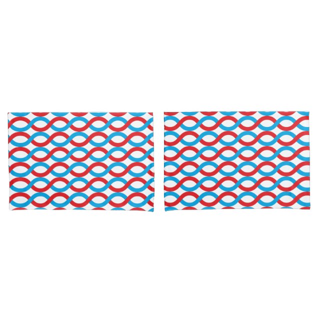 Funda De Cojín Olas entrelazadas en el patrón rojo y azul (Anverso - Set)