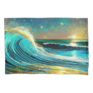 Funda De Cojín Olas oceánicas divergentes y relucientes