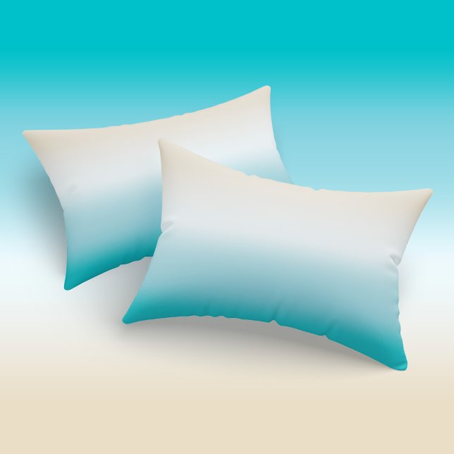 Funda De Cojín Ombre Beach Sand White Turquise Gradient (Ombre Beach Sand White Turquoise Gradient Pillow Case)