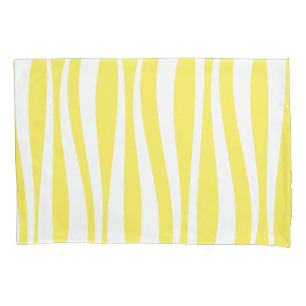 Funda De Cojín Ondas blancas amarillas raya de cabana
