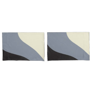 Funda De Cojín Ondas simples - Negro, gris y crema