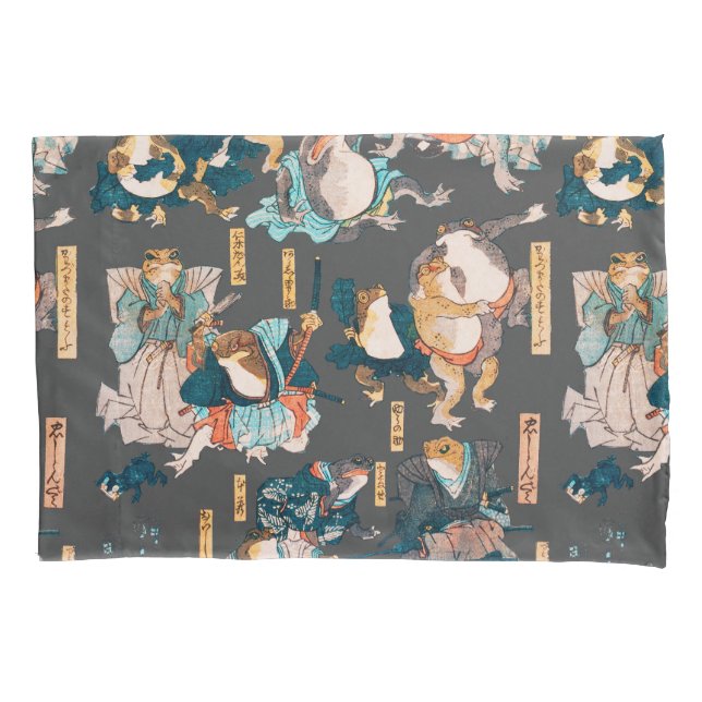 Funda De Cojín Ondulaciones ukiyo-e de rana japonesa (Anverso)