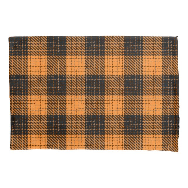 Funda De Cojín  Orange Black Crosshatch Buffalo Check (Anverso)