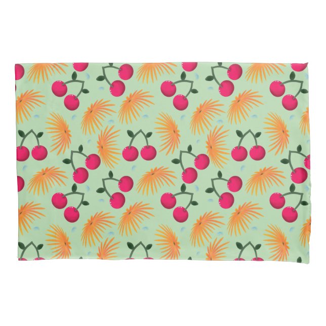 Funda De Cojín Orange Floral Cherry Pattern | Cute Girly Fruit   (Anverso)