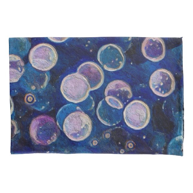 Funda De Cojín Orbes cósmicas azules (Anverso)