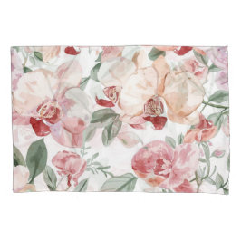 Funda De Cojín Orchid Meadow Watercolor Floral Blushing Botanical