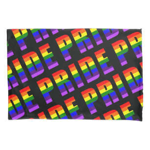 Funda De Cojín Orgullo arcoiris Texto arte sobre color negro Pers