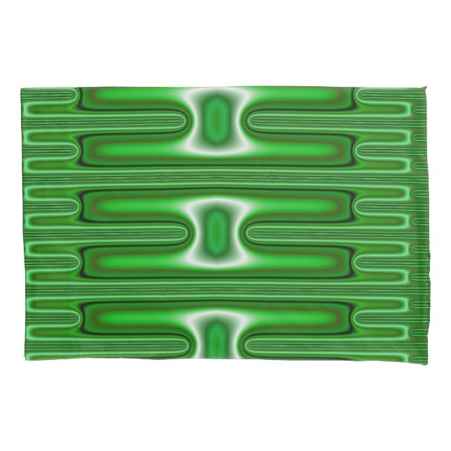 Funda De Cojín ~ Original Fractal ~ Blanco Verde Negro ~ (Anverso)