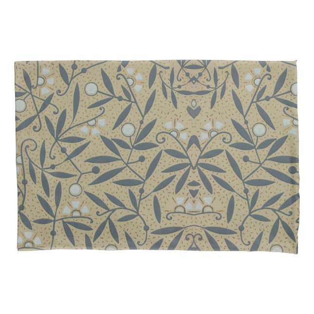 Funda De Cojín Ornate floral pattern with dark blue vines  (Anverso-izquierdo)