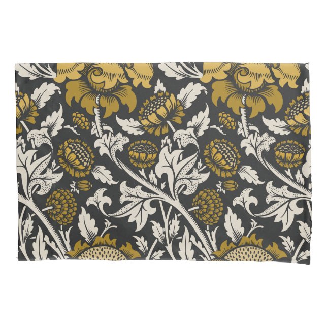 Funda De Cojín Ornate floral pattern with large gold flowers  (Anverso-izquierdo)