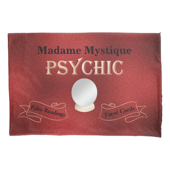 Funda De Cojín Oro de bola de cristal psíquico y rojo oscuro (Anverso)