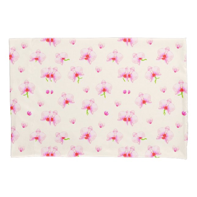 Funda De Cojín Orquídeas rosadas pastel (Anverso)