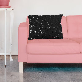 Funda De Cojín Oscuro espacio moderno de estrellas blancas negras